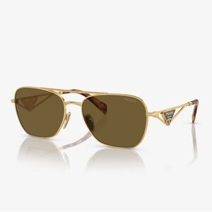 Prada Aviator Sunglasses — PR A50S — Gold/Brown